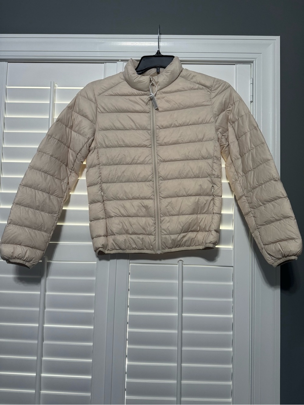 YISEVEN Women’s Duck Down Puffer Jacket NWT Large | Lightweight Packable Ivory